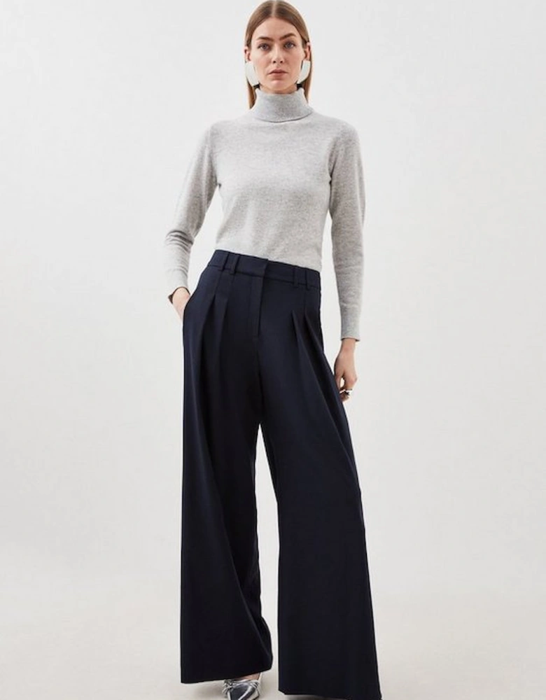 Tailored Flannel Pleated Straight Leg Trousers