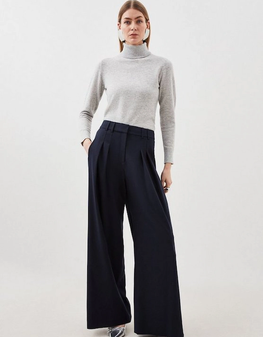 Tailored Flannel Pleated Straight Leg Trousers, 5 of 4