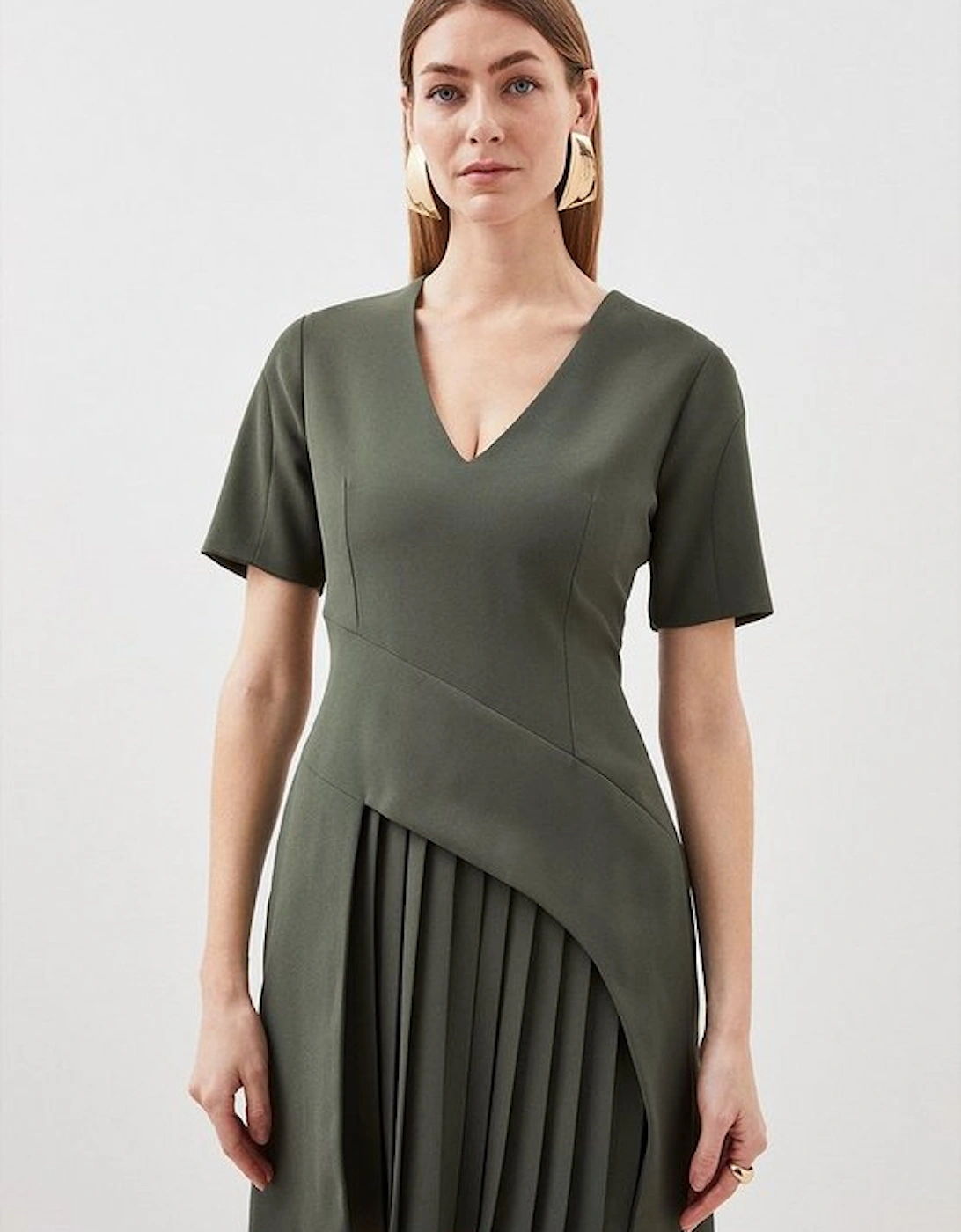 Tailored Pleated Front Military Mini Dress, 5 of 4