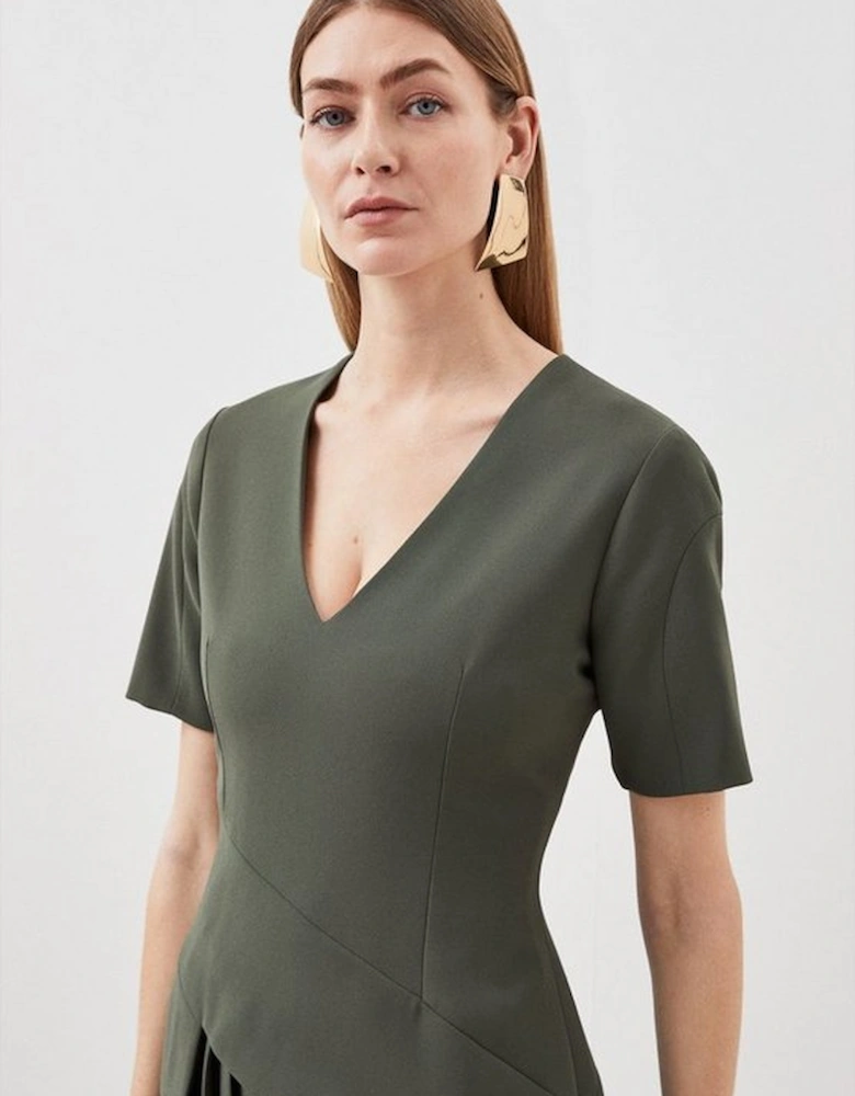 Tailored Pleated Front Military Mini Dress