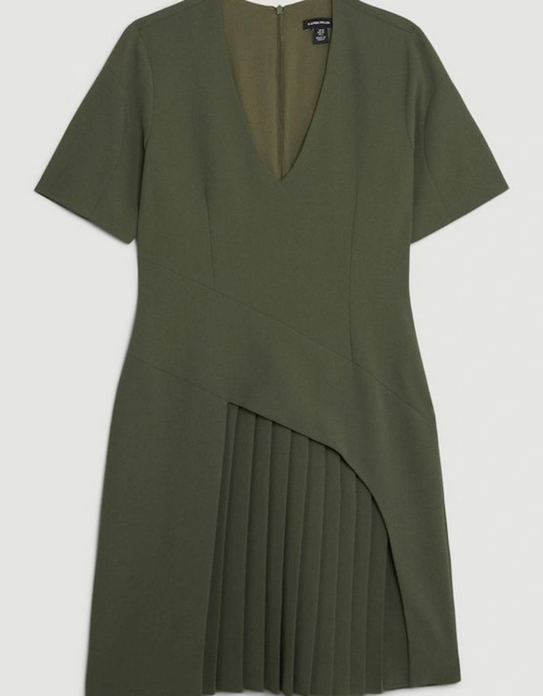 Tailored Pleated Front Military Mini Dress