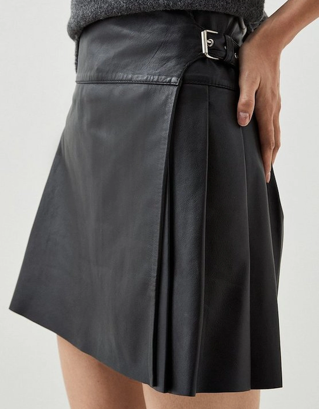 Leather Pleated Kilt Mini Skirt