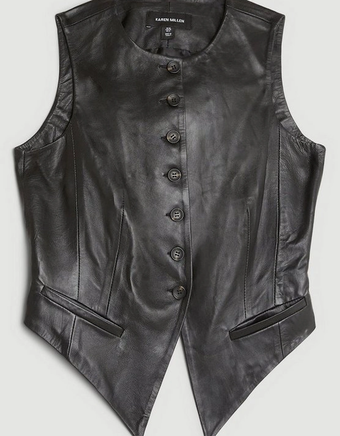 Leather Tailored Button Waistcoat
