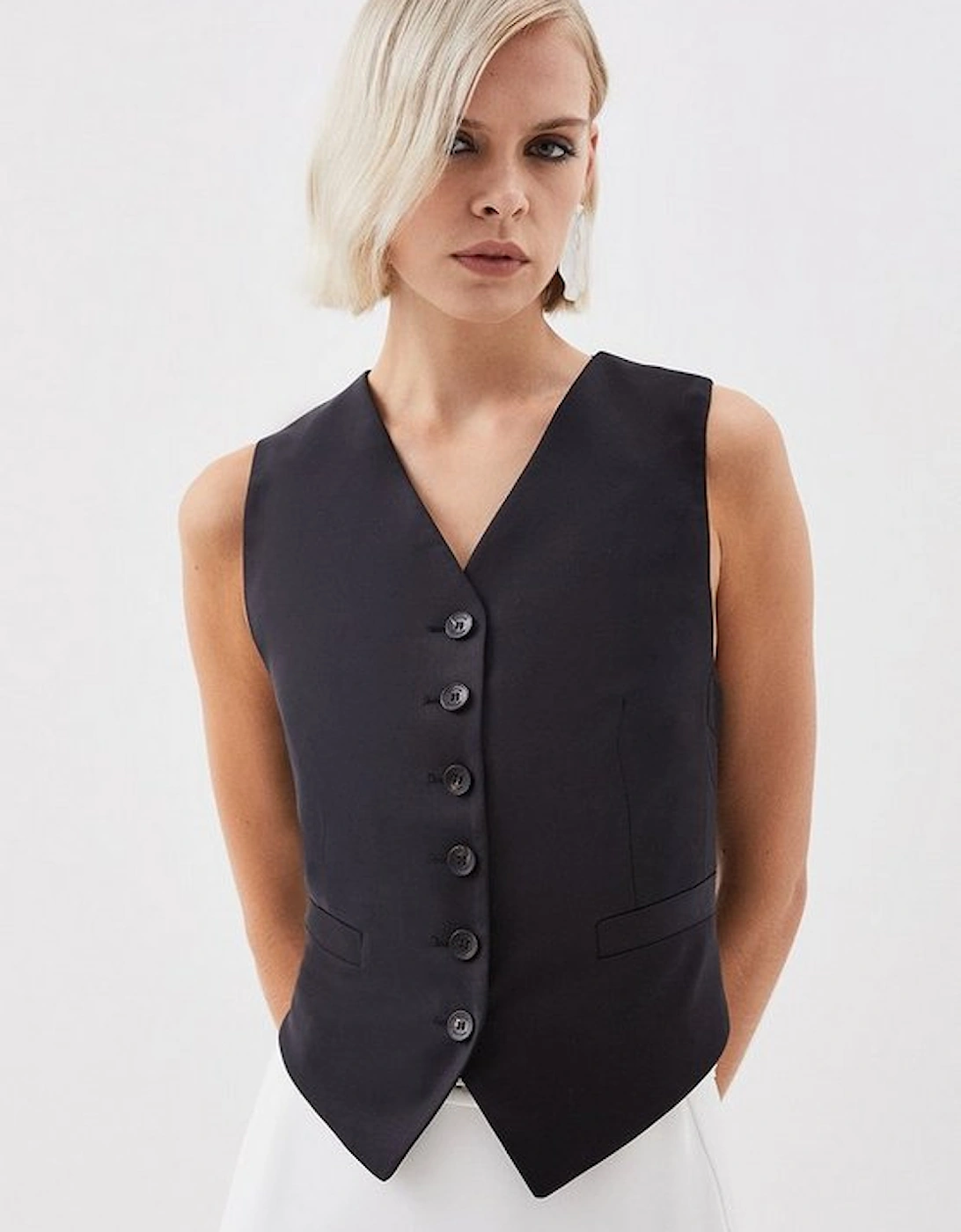 The Founder Tailored Wool Blend Tie Detail Waistcoat, 5 of 4