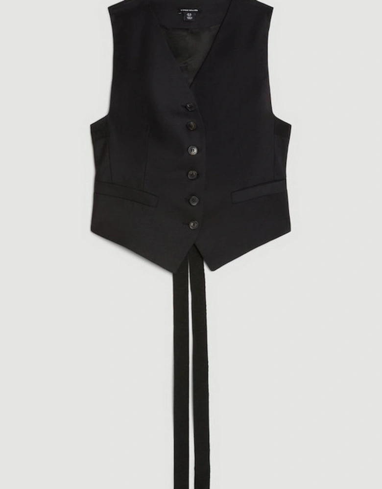The Founder Tailored Wool Blend Tie Detail Waistcoat