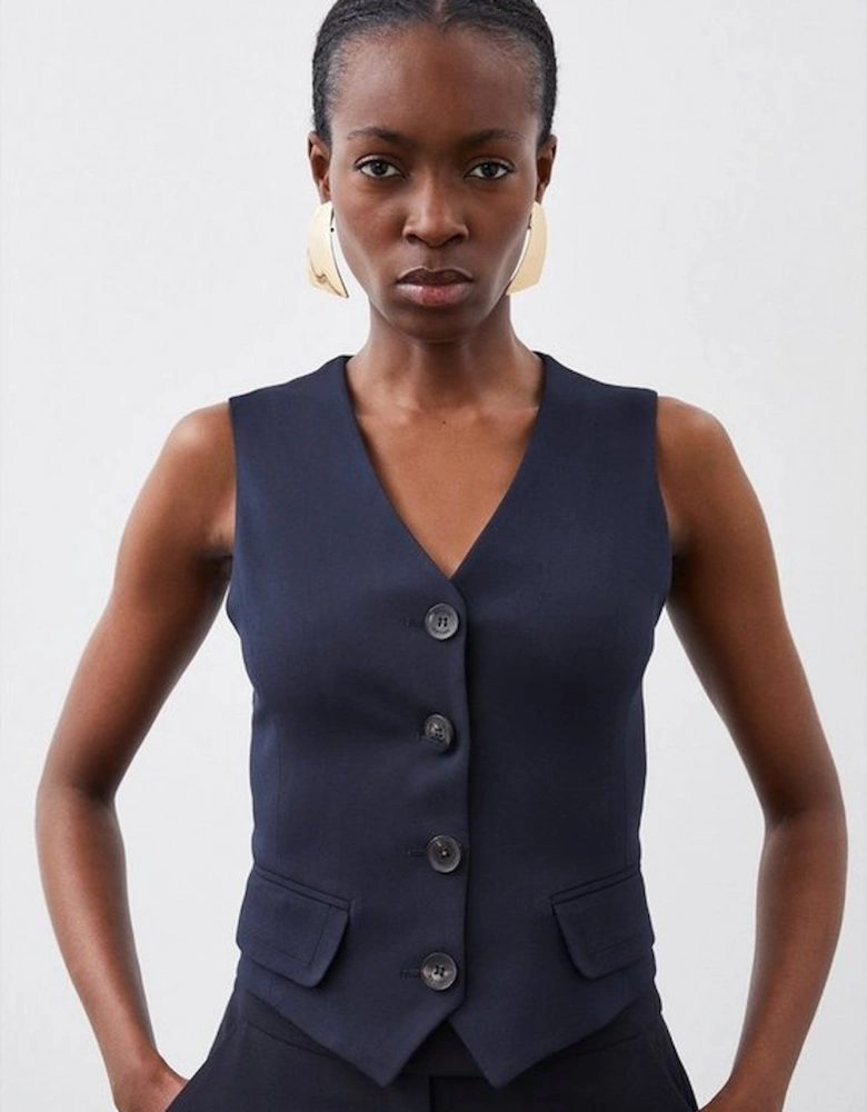 Tailored Flannel Buttoned Waistcoat