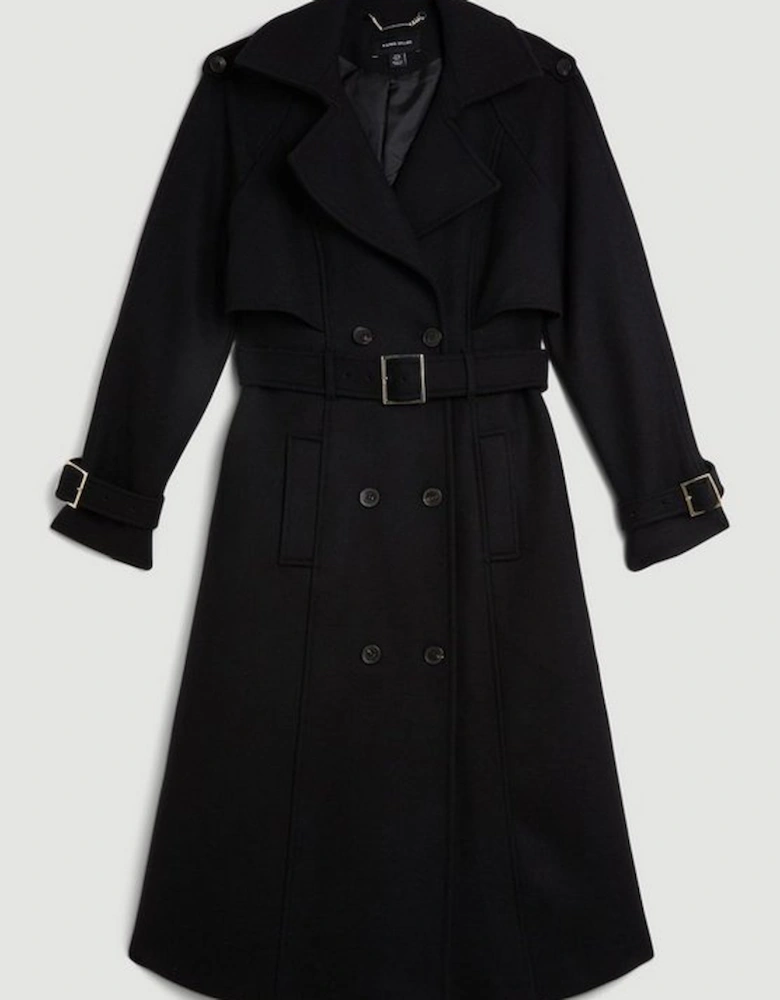 Italian Manteco Wool Blend Tailored Belted Trench Coat