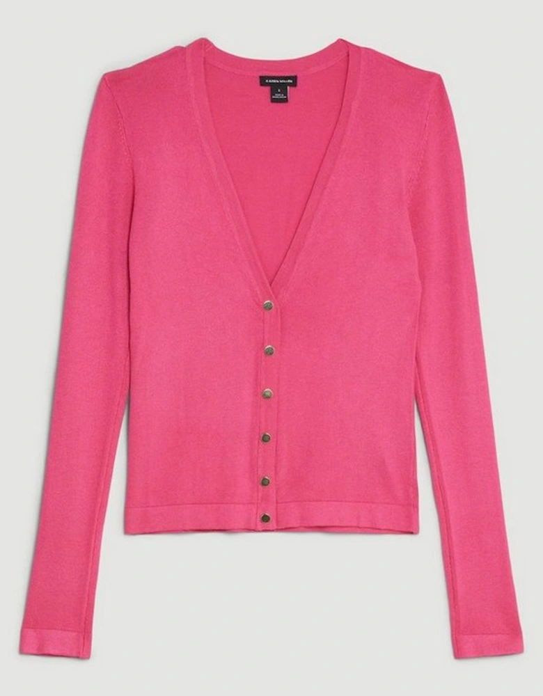 Viscose Blend Knitted Button Detail Cardigan