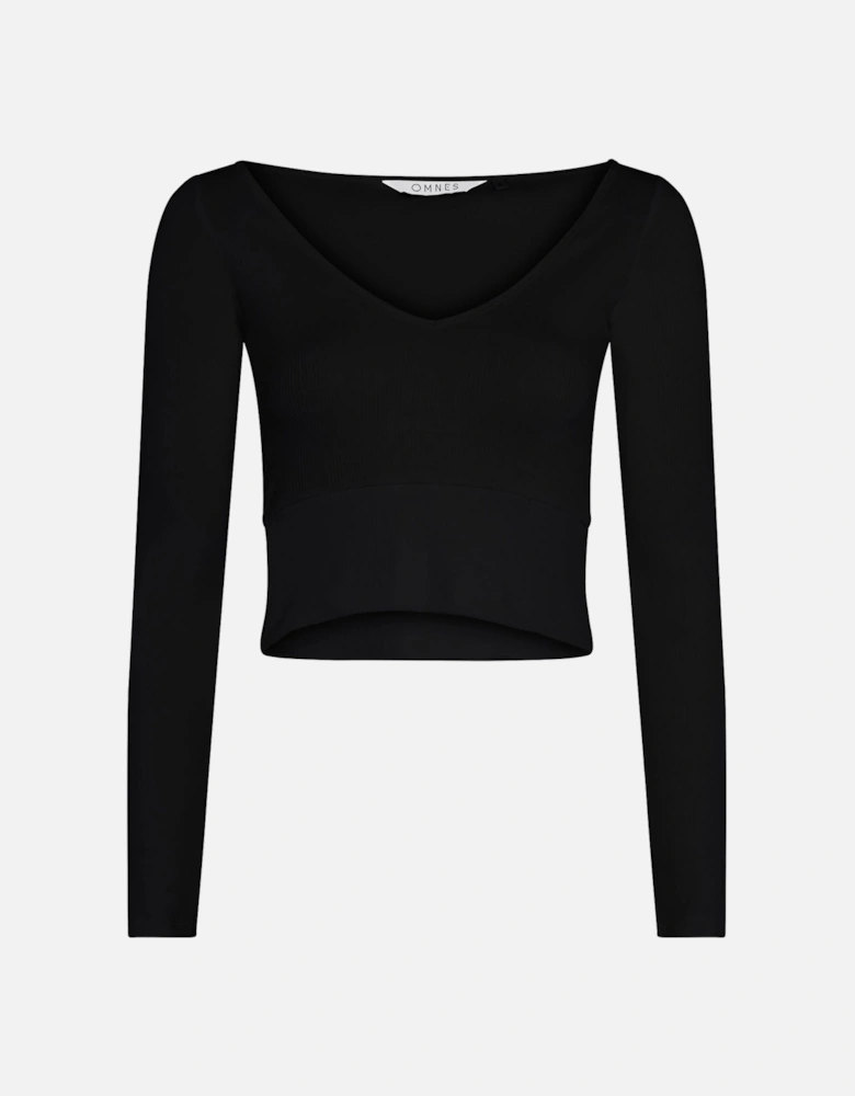 Sierra V Neck Crop Top in Black