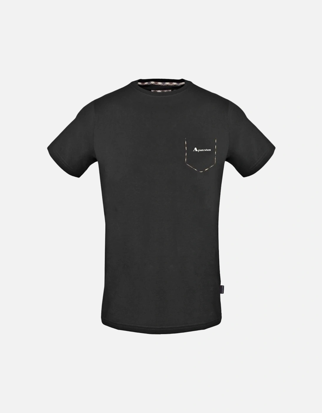 Check Pocket Trim Black T-Shirt, 2 of 1