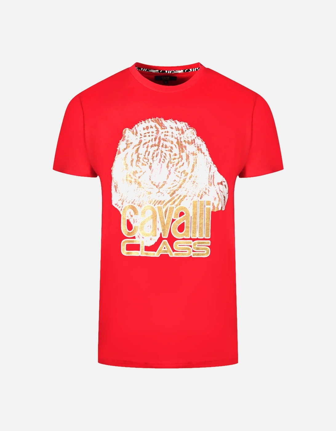 Cavalli Class Large Tiger Logo Red T-Shirt, 3 of 2