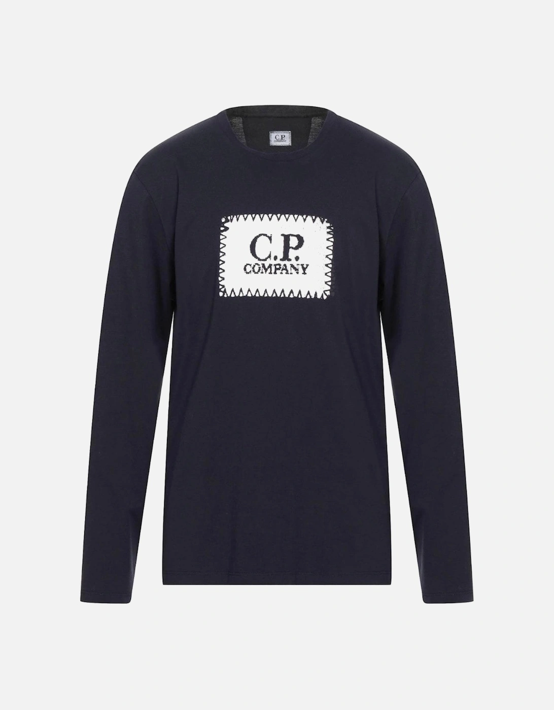 C.P. Company Block Chest Logo Navy Blue Long Sleeve T-Shirt, 3 of 2