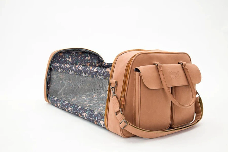 Baby Travel Crib Changing Bag - Vegan Leather Porcini - POD ®
