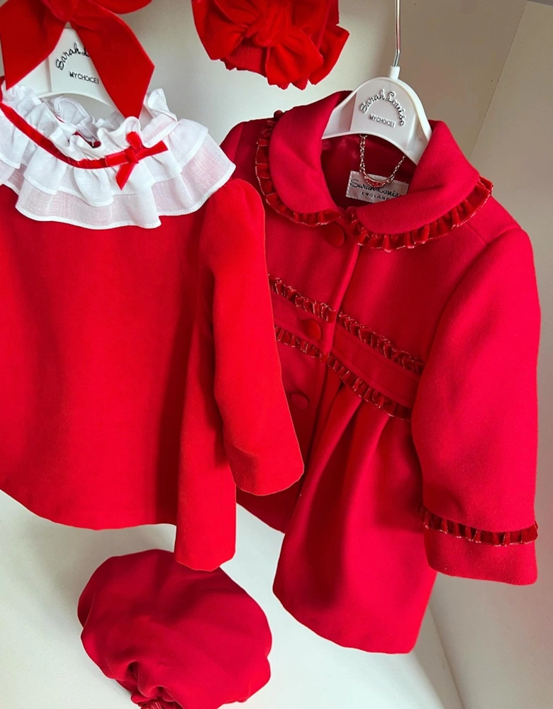 Red Velvet Trim Coat and Beret