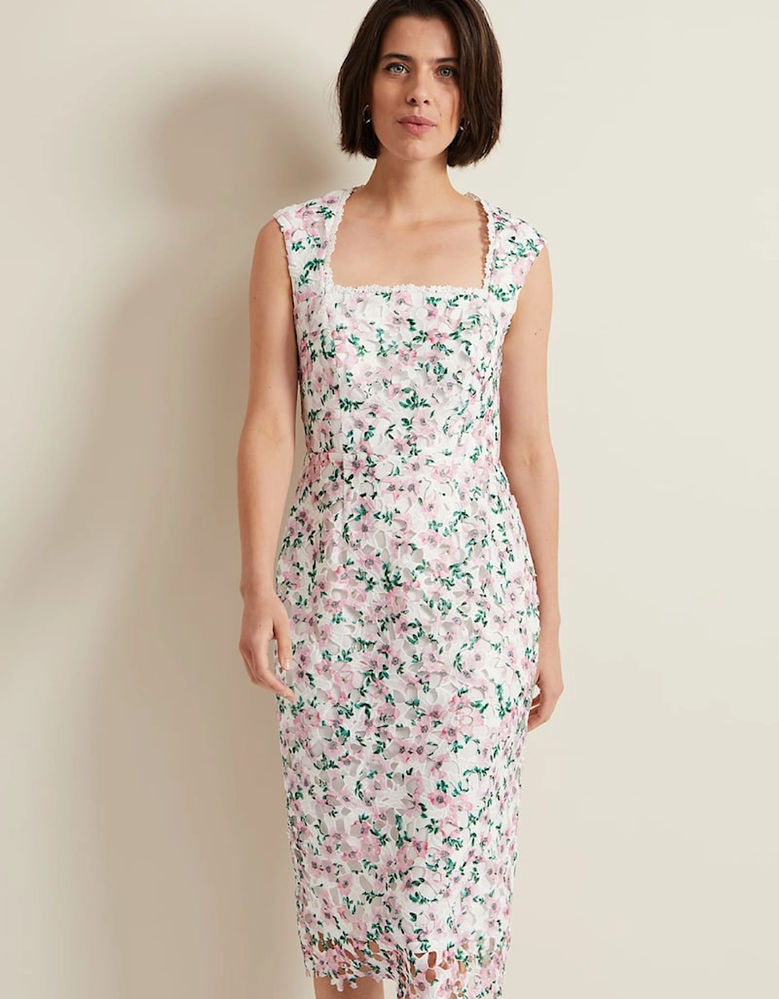 Diana Floral Lace Midi Dress, 2 of 1