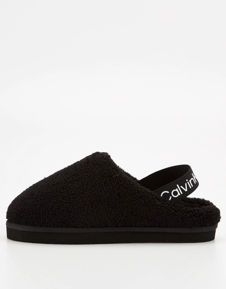 Jeans Faux Shearling Mule Slipper - Black