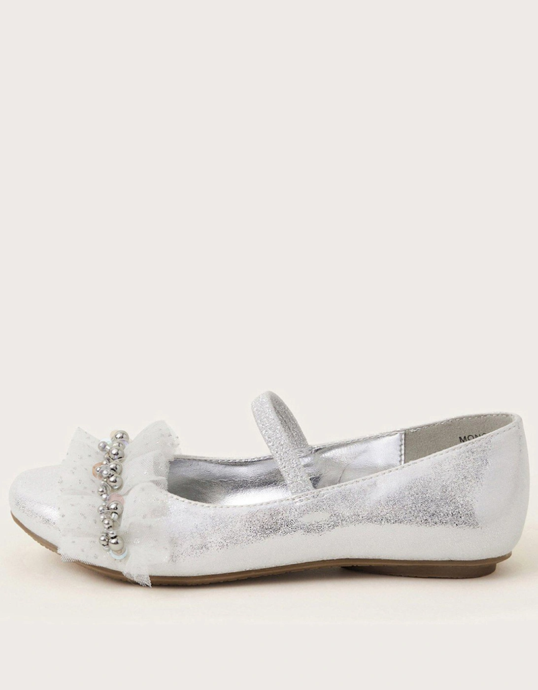 Girls Low Cluster Beaded Ballerina Shoes - Silver, 2 of 1