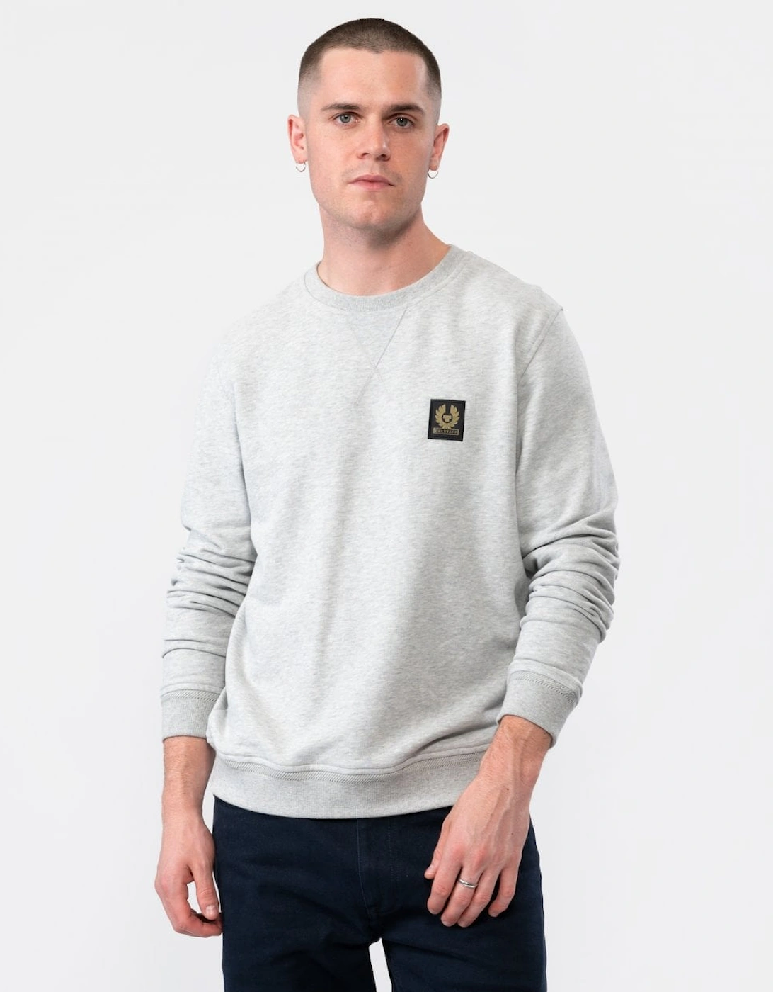 Mens Crew Neck Sweatshirt With Logo Patch, 5 of 4