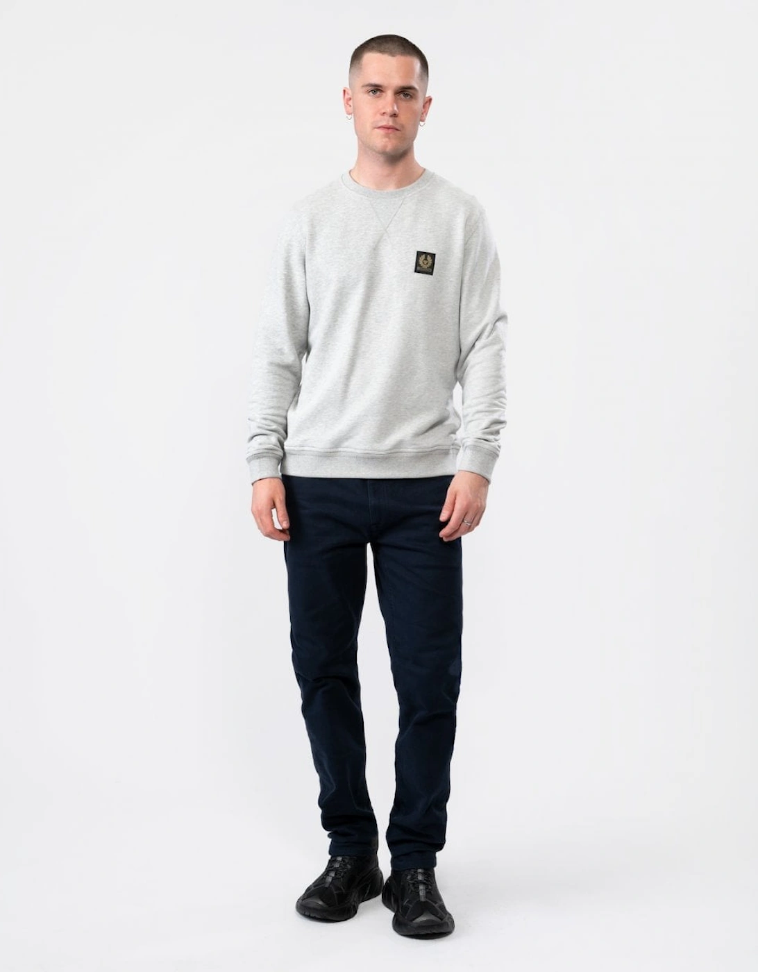 Mens Crew Neck Sweatshirt With Logo Patch