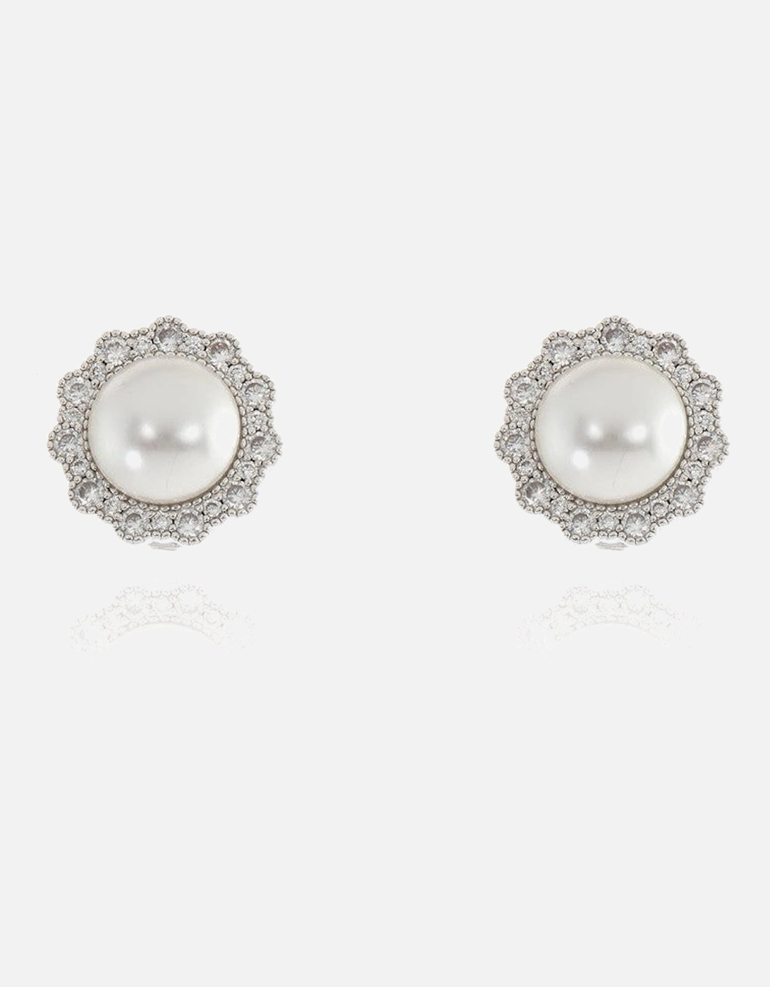 Cachet Florantine Pearl Clip on Earrings  Plated in Rhodium, 4 of 3