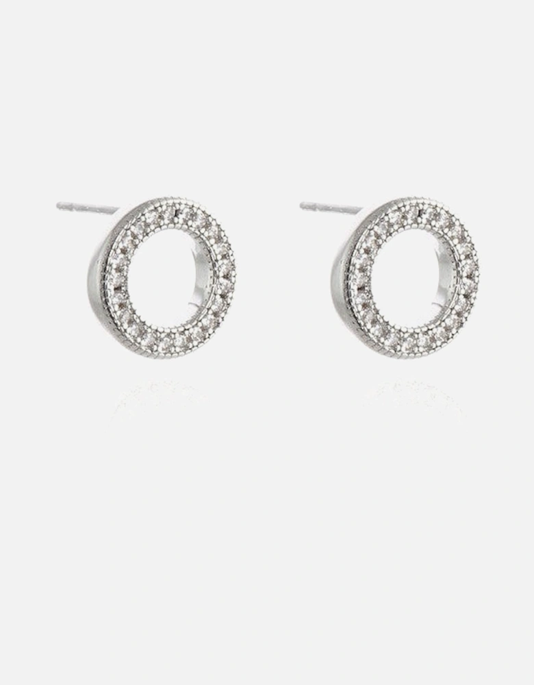 Cachet Halo earrings plated in Rhodium