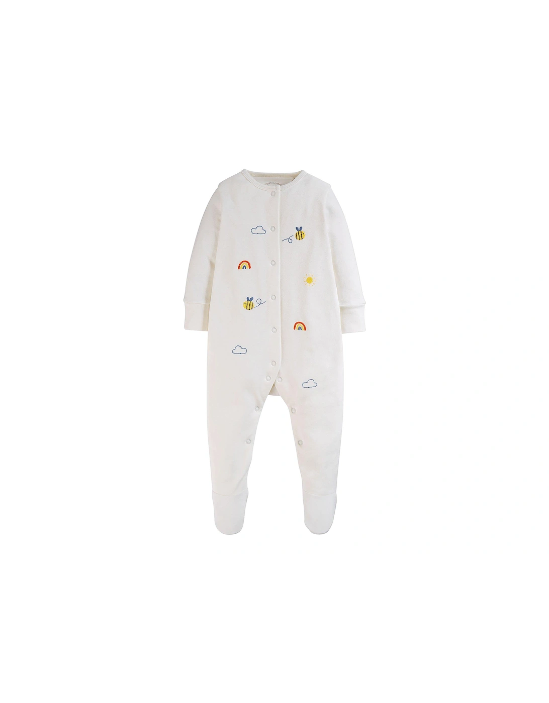 Baby Buzzy Bee Embroidered Babygrow - White, 3 of 2