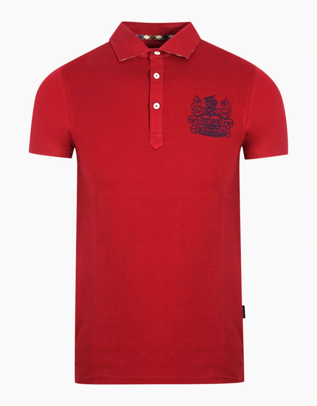 Men's Aquascutum Aldis Crest Chest Logo Red Polo Shirt - Size: 38