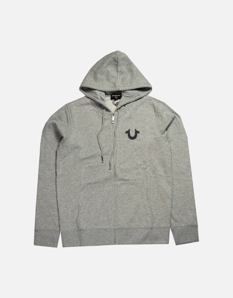 logo zip hoodie grey