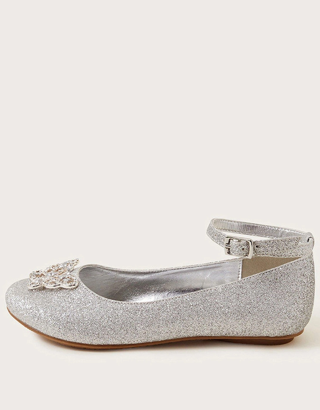 Girls Fine Glitter Ballerina Buckle Shoes - Silver, 2 of 1