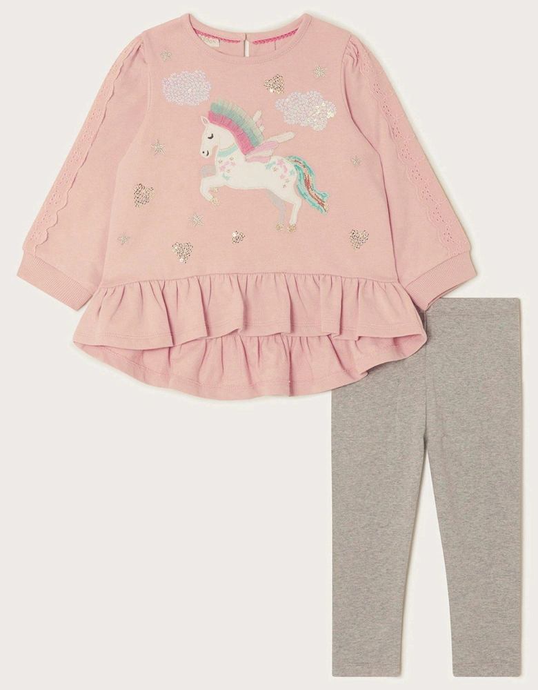 Baby Girls Unicorn Sweat Top and Leggings Set - Pink