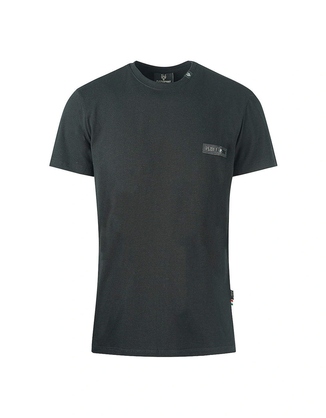 Men's Plein Sport Leather Patch Logo Black T-Shirt - Size: 38