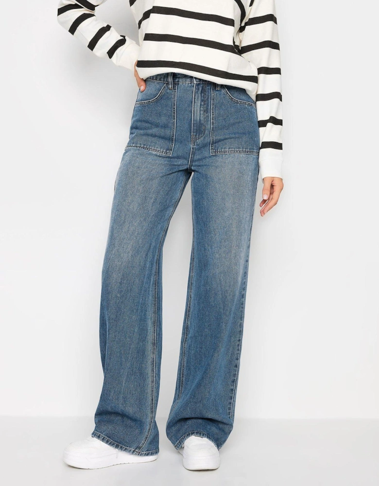 Mid Blue Wide Leg Jean