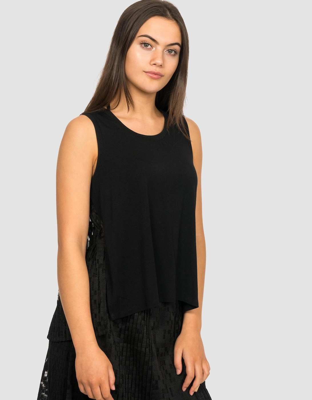 Womens Sleeveless Top With Lace Insert