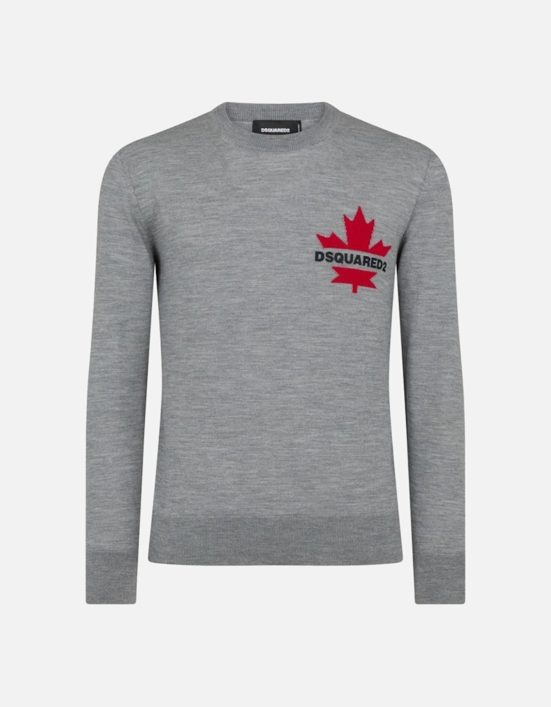 Woven Maple Leaf Sweater Grey