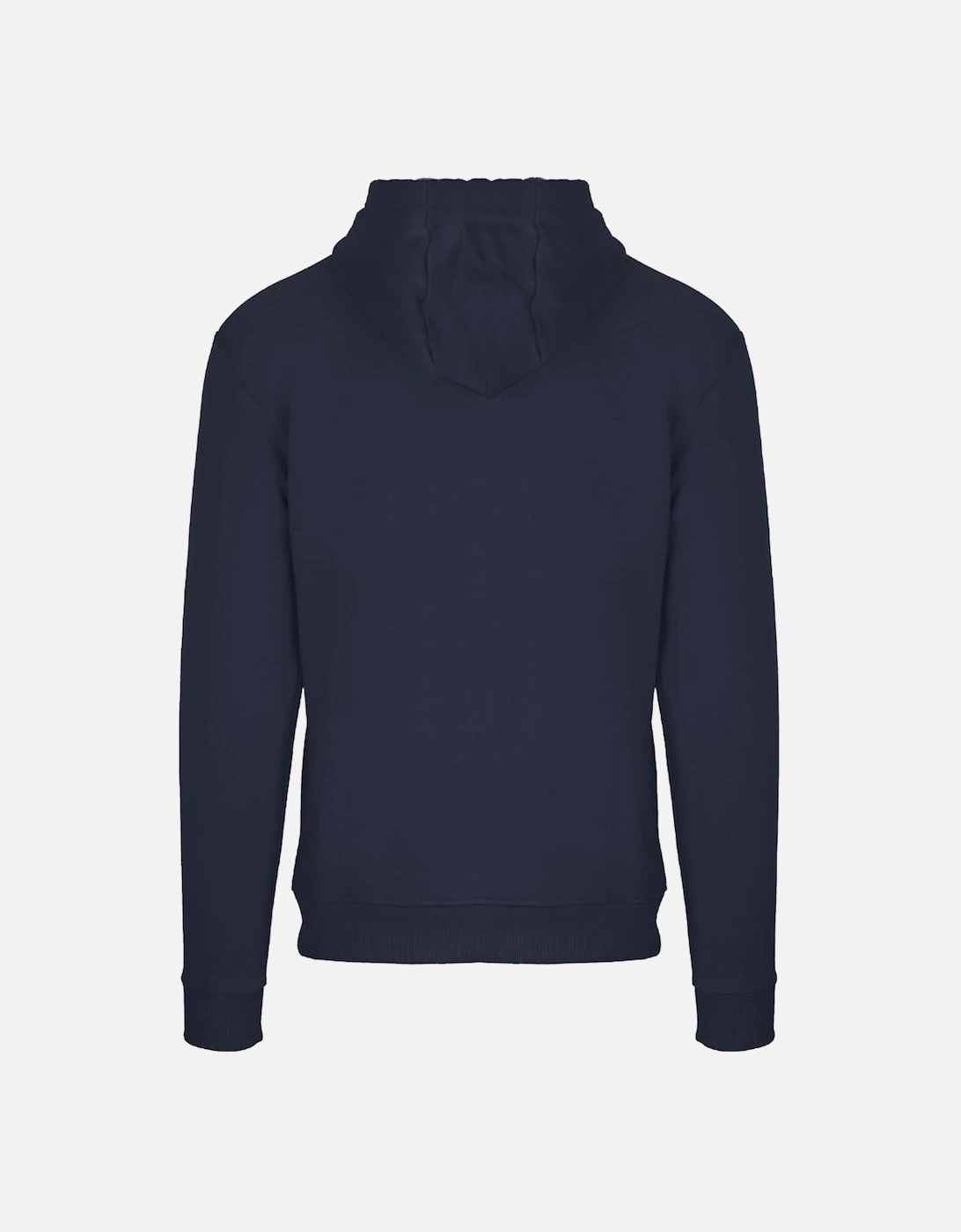 Branded Taped Pocket Navy Blue Zip-Up Hoodie