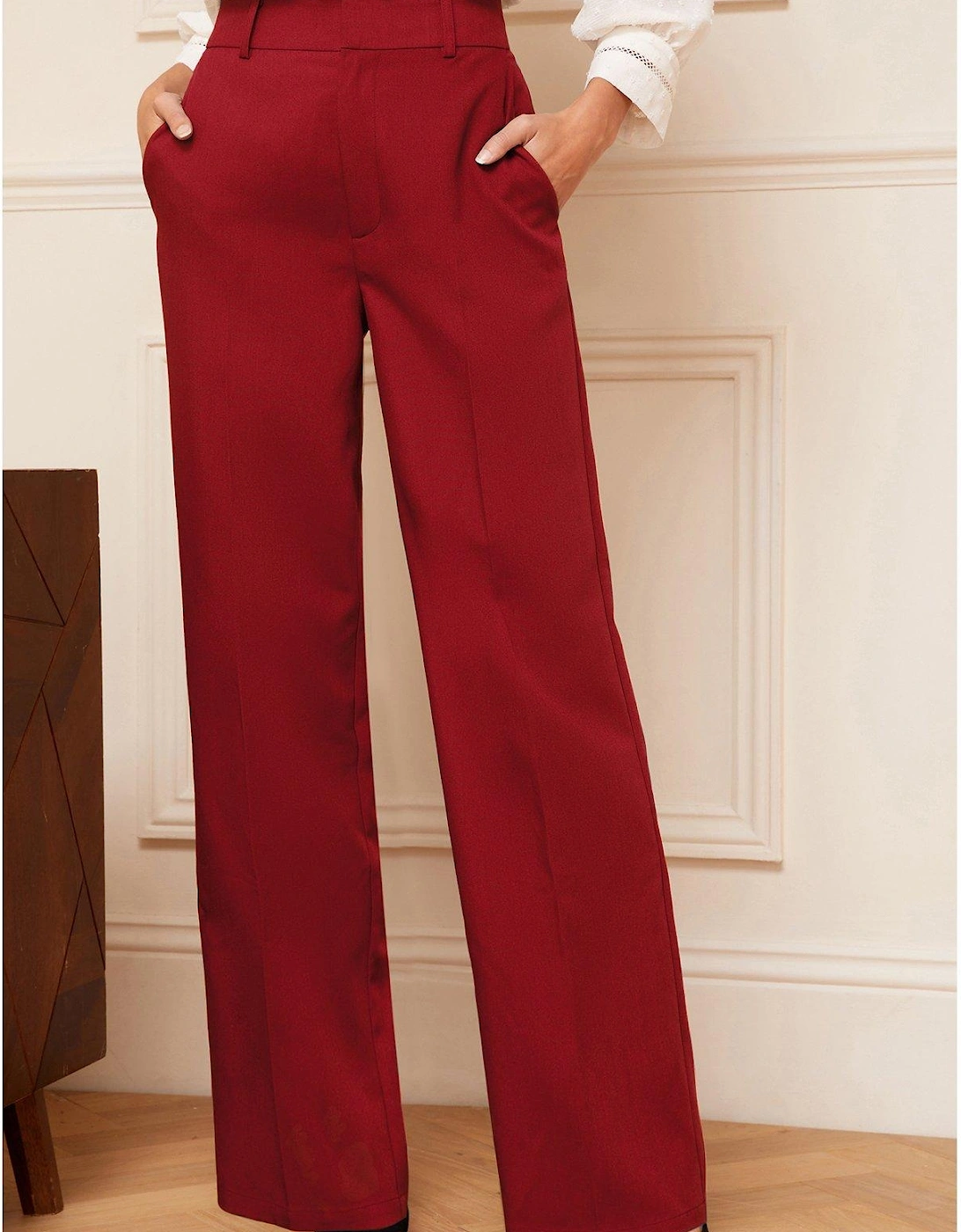 Tailored Wide Leg Trouser - Red, 4 of 3