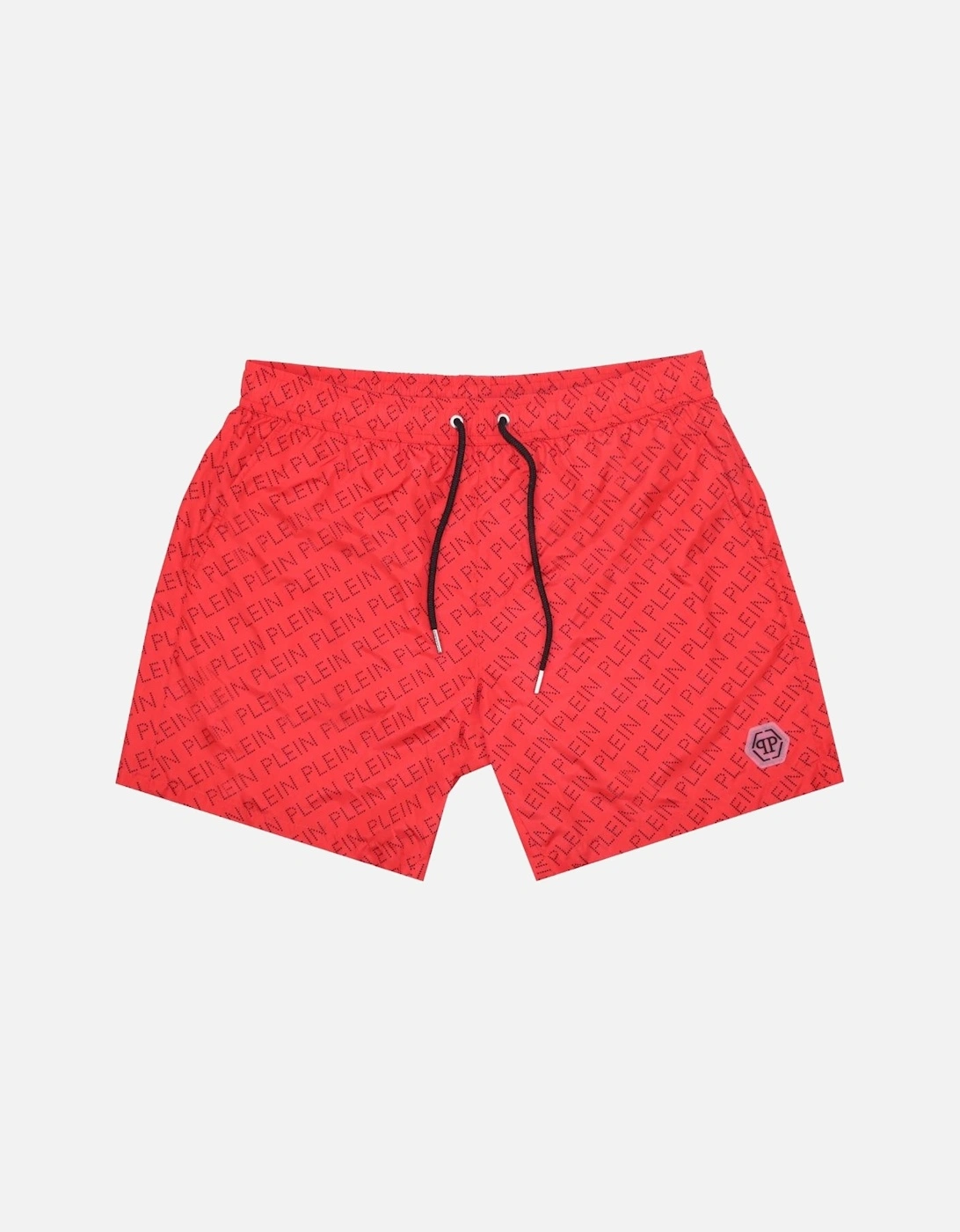 Repetitive Logo Red Swim Shorts, 3 of 2