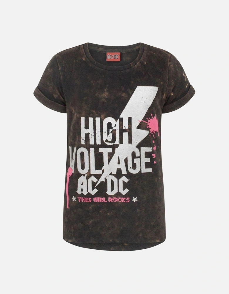 Girls High Voltage Acid Wash T-Shirt