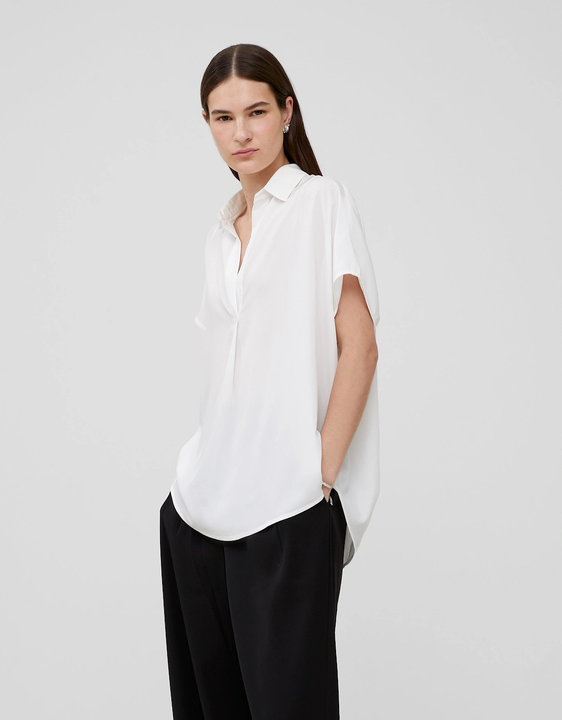 Crepe Light Recycled Popover Shirt