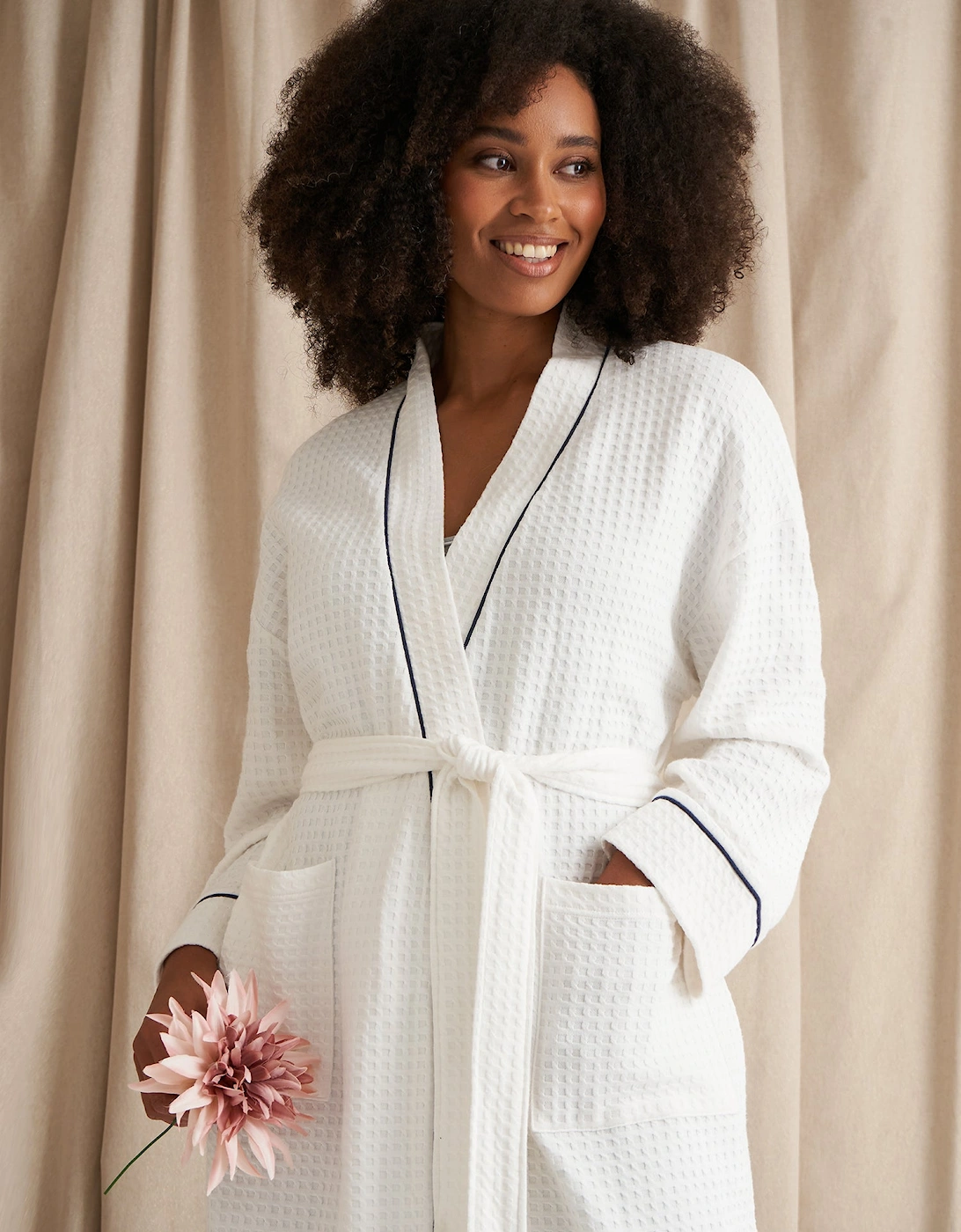 Luxury Suite Waffle Robe in White