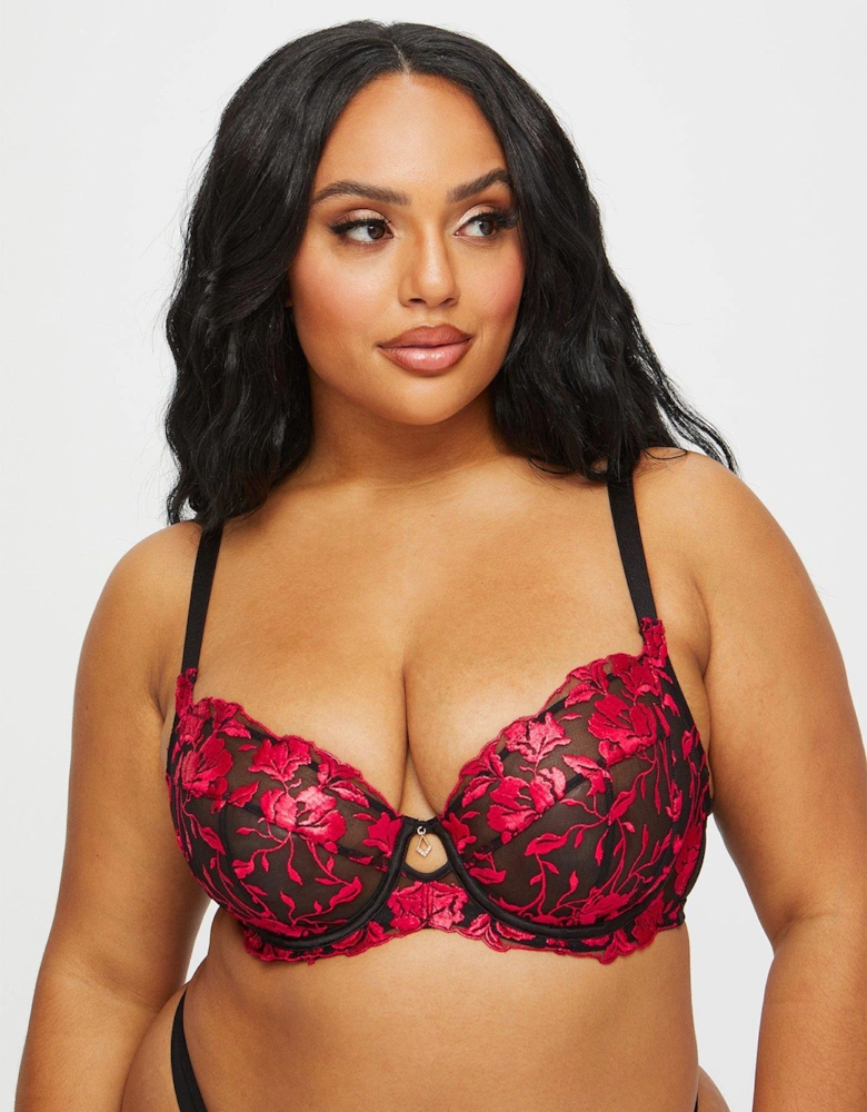 The Hero Fuller Bust Non Pad Plunge Black/Red 32DD-44H