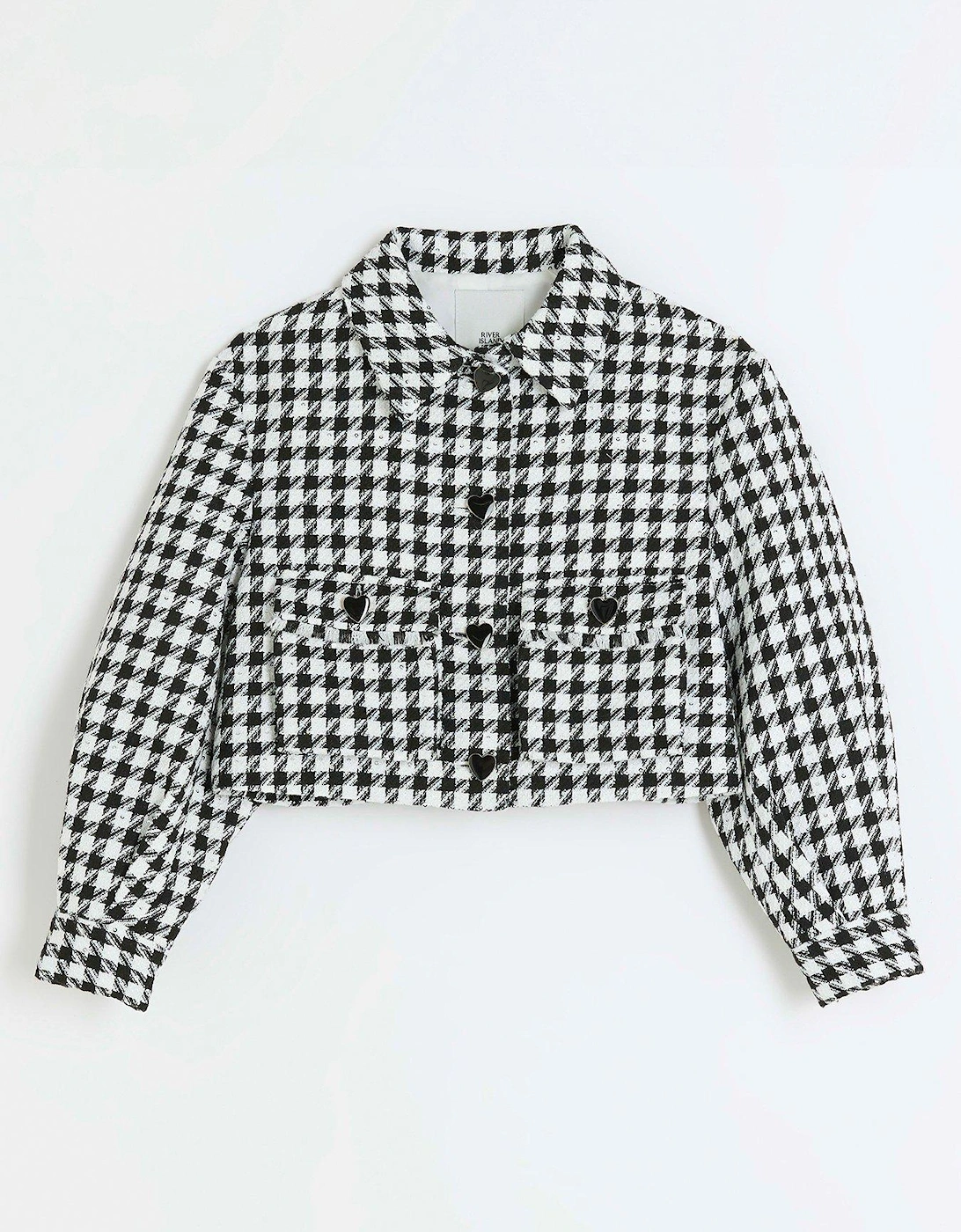 Girls Boucle Check Crop Jacket - White, 3 of 2