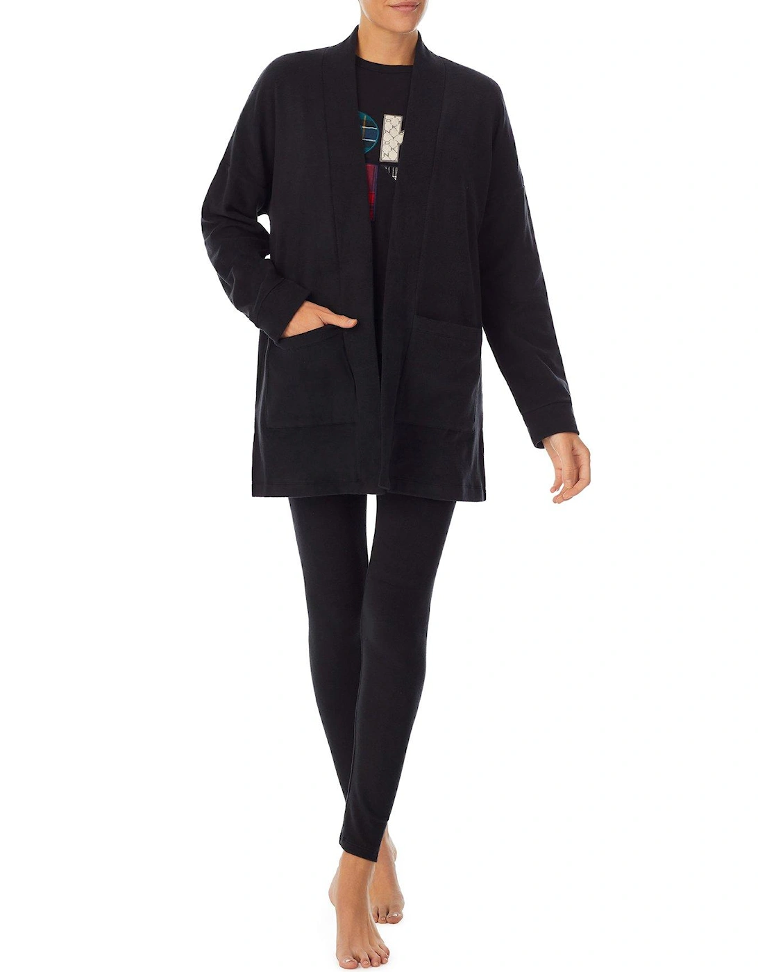 Stretch Fleece Jogger And Cardigan Set - Black, 3 of 2