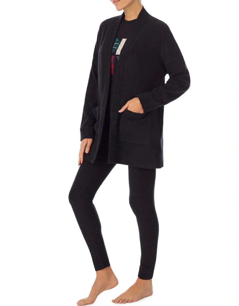 Stretch Fleece Jogger And Cardigan Set - Black