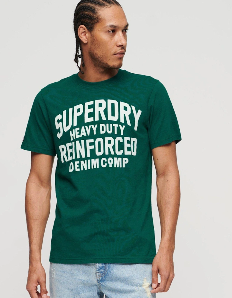 Short Sleeve Athletic Script Logo T-Shirt - Green