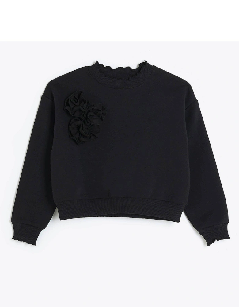 Girls Corsage Sweatshirt - Black