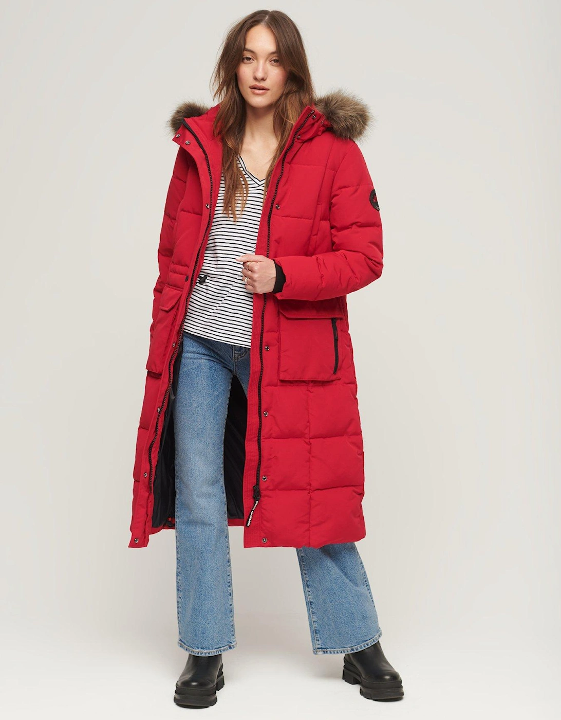 Everest Longline Puffer Coat - Red, 5 of 4