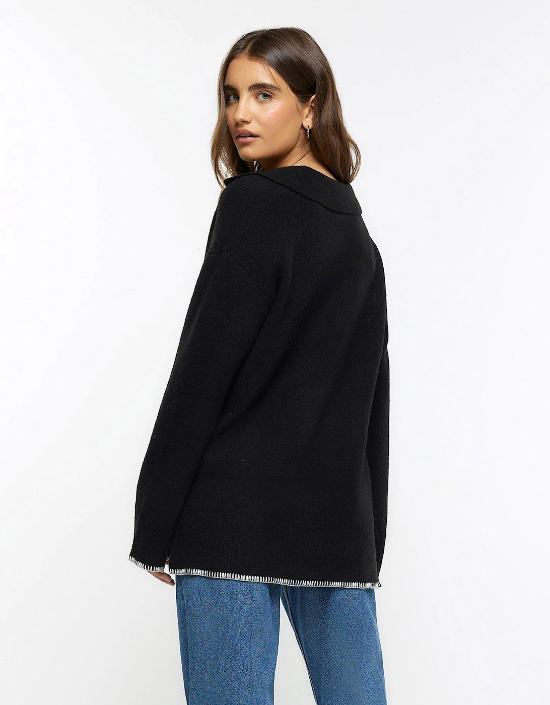 Cosy Polo Jumper - Black