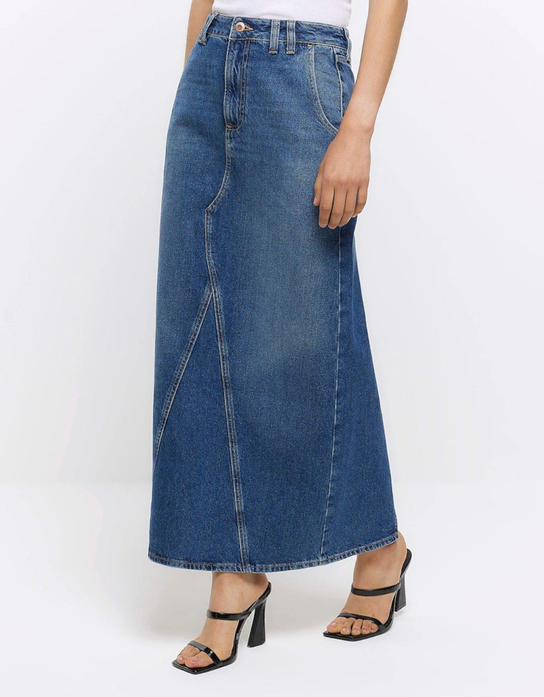 Split Detail Maxi Skirt - Blue