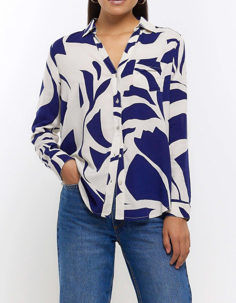 Abstract Print Shirt - Navy